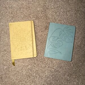 Astrological Gold and Botanical Blue Pleather Notebooks